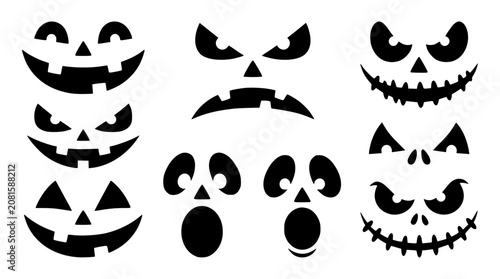 Foto Collection of Spooky Halloween Jack O Lantern Face Silhouettes for Holiday Desig