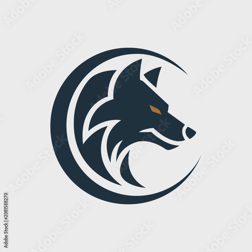 Wolf Head in Crescent Circle Logo