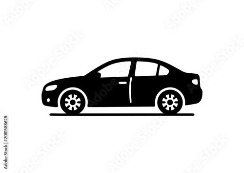 Black Sedan Car Icon Vector Isolated on White Background, Modern Automobile Vehicle Symbol for Transportation, Mobile App, Web and UI Design 