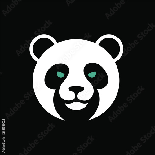 Minimalist Panda Head Mascot Logo