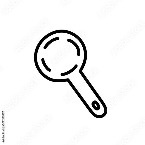 Measuring spoon isolated on a white background. Vector hand-drawn illustration in doodle style. Perfect for logo, cooking and culinary design. Kitchen utensil for baking, ingredient measurements.