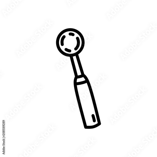 Hand-drawn vector illustration of a kitchen measuring spoon. Minimal outline doodle icon for cooking, baking, recipe, kitchen utensil, culinary tools, and food preparation.