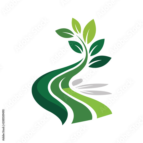 Green Road and Growing Leaves Logo