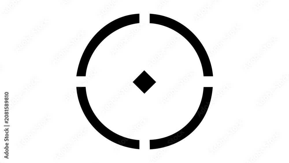 Naklejka premium Segmented bullseye aim circle vector icon with diamond center, modern navigation and search illustration for focus, locator, radar, target selection, mapping interface, and app controls