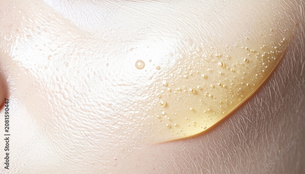 Fototapeta premium Close-up of Transparent Cosmetic Gel Texture with Water Bubbles