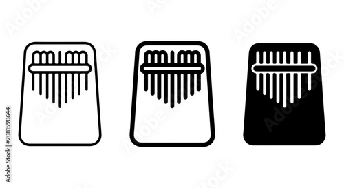 Foto Kalimba Thumb Piano Icons, African Musical Instrument Vector Set, Black White Ou