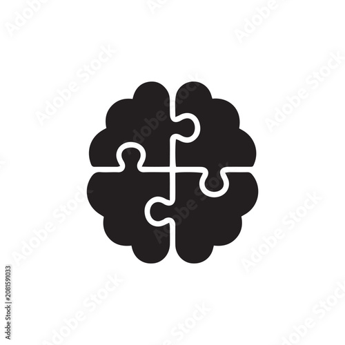 Brain Icon Black and White Vector Illustration
