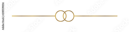 Gold wedding rings divider. Elegant luxury line art with interlocking circles.