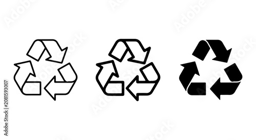 Εκτύπωση καμβά Recycle Symbol Icons, Three Styles, Environmental Awareness, Eco-Friendly Design