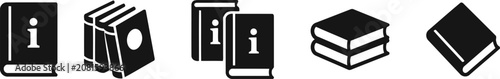 Photos Collection of various book icons in black and white for educational or informati