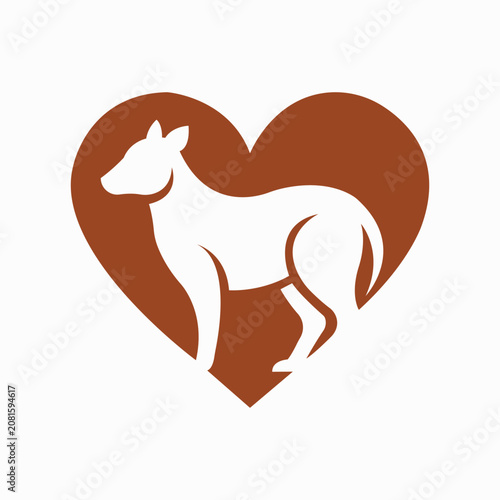 Dog Silhouette inside Heart Logo
