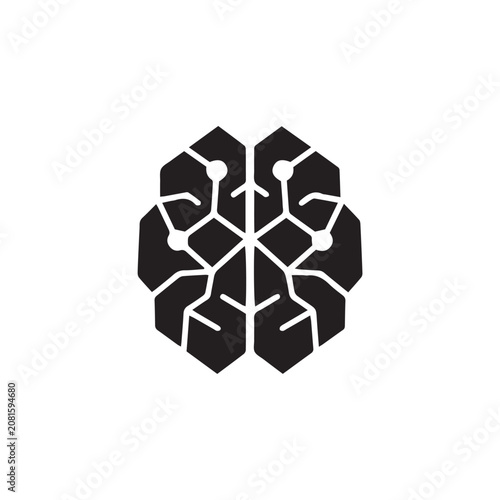 Brain Icon Black and White Vector Illustration