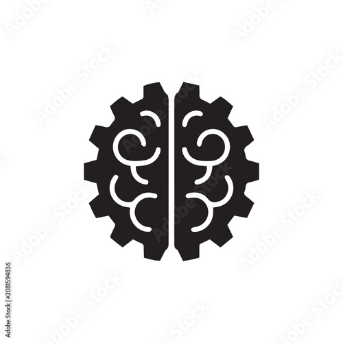 Brain Icon Black and White Vector Illustration