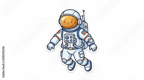 Astronaut floating in outer space suit.