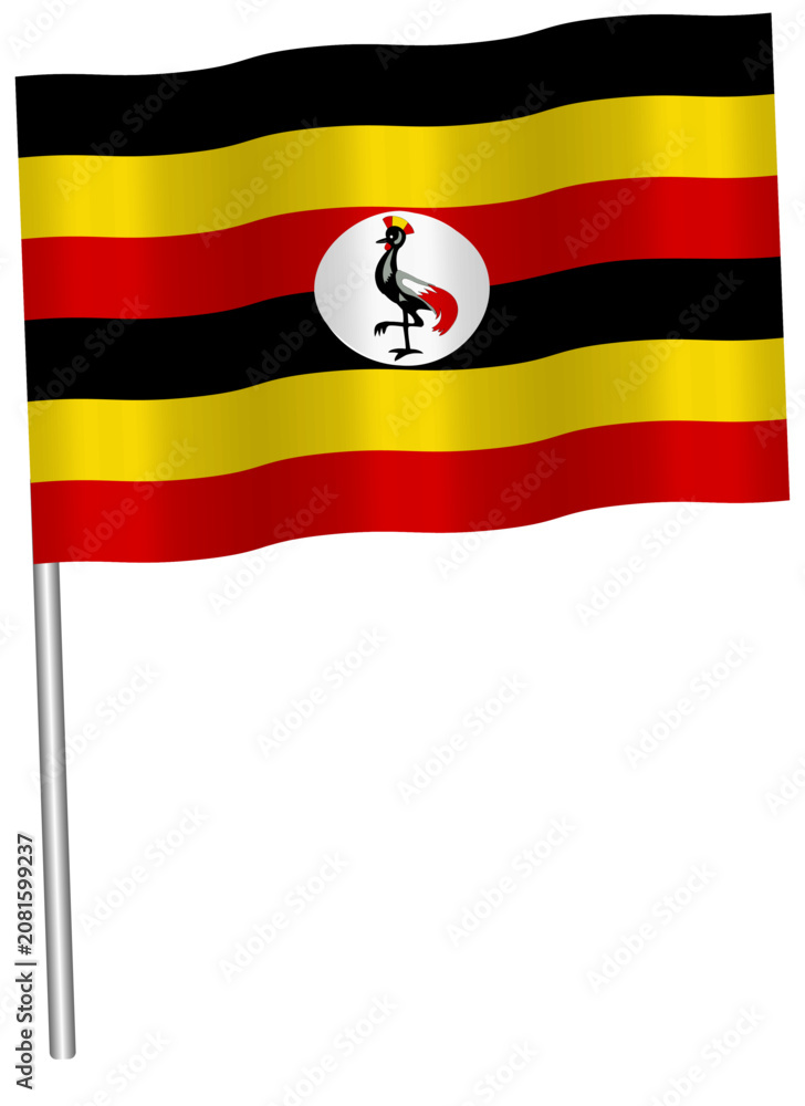 Obraz premium Uganda wave flag icon vector illustration