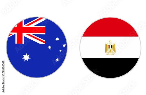 Foto round shape of the australian flag and the egyptian flag with a transparent back