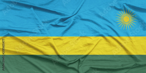 Rwanda Flag Air Waves Close Up