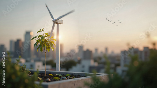 Small wind turbine for sustainable green energy in city with renewable energy
