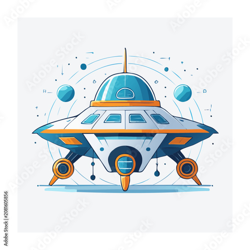Flat design airplane with sun and clouds