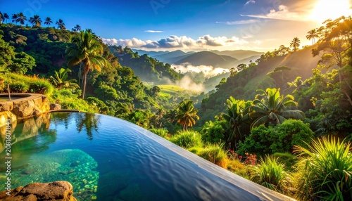 Golden hour aerial view of pristine river winding through lush forest.