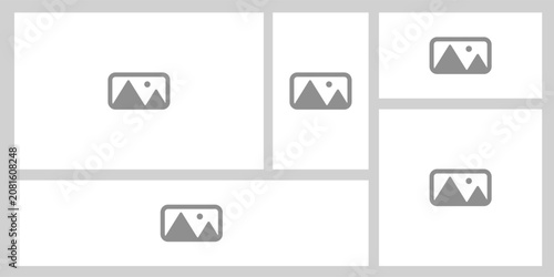 Rectangle photo gallery mosaic collage. Simple image placeholder picture in a minimalist, flat design style. vektor eps 10