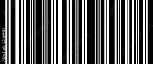 Barcode strip background of vertical black lines of varying widths. eps 10