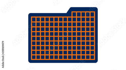 Simple blue folder icon featuring a bright orange grid pattern designed for digital file organization and modern user interface graphics