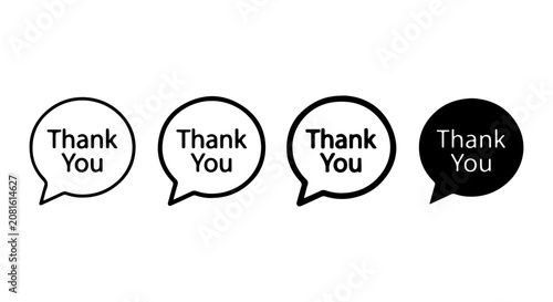 Canvastavla Thank You Speech Bubbles, Vector Icons Set: Appreciation Messages for Business a