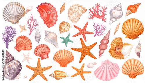 Colorful floral and leaf pattern design elements.