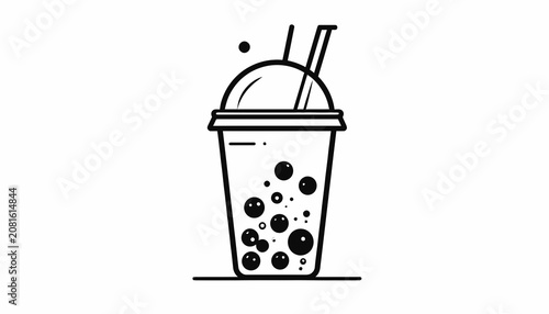 Obraz na plátne Boba Tea Drink with Straws.