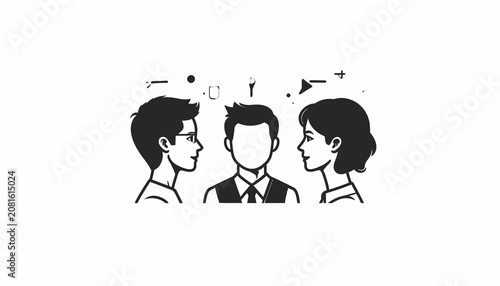 Cuadro en lienzo Three people talking to each other.