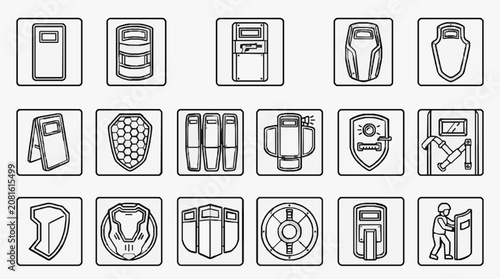 Canvastavla Professional Black and White Line Icons Set of 15 Security and Access Control Eq