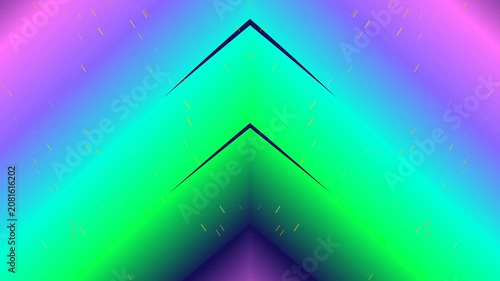 Vibrant Gradient Chevron: A striking visual representation of upward movement and growth, characterized by a dynamic gradient of purple, pink, blue, and green, forming sharp chevron shapes.
