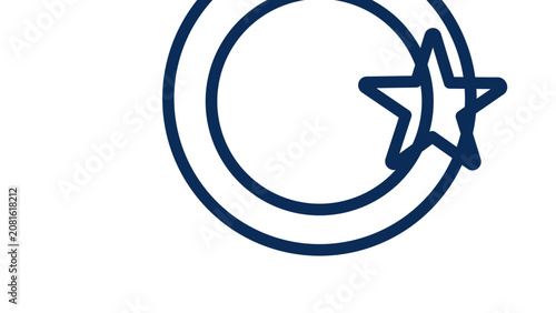 Patriotic star badge vector icon with navy circular outline, clean minimalist line emblem for awards, rankings, labels, ribbons, medals, seals, achievements, and modern graphic resources