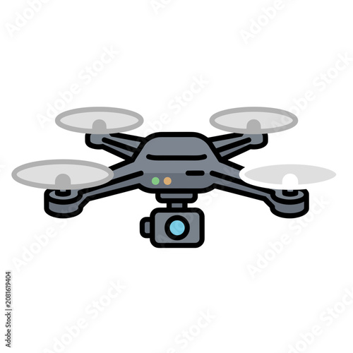 Flat vector icon of a drone with camera