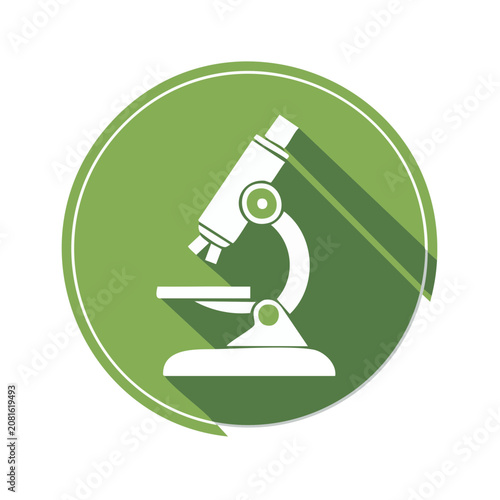 Green and white microscope icon vector