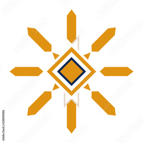 Abstract geometric star with diamond and arrows
