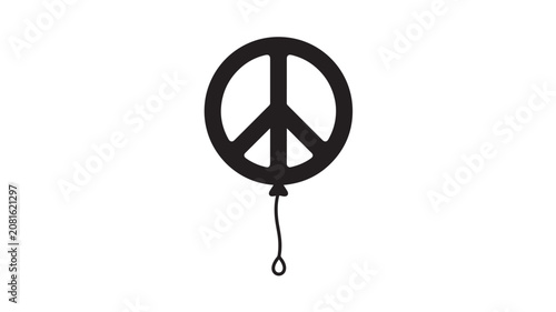 Canvastavla Peace Symbol Icon with Hanging Drop Shape, Minimalist Design on White Background