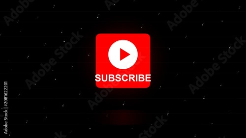 Digital Subscribe Button with Play Icon on Green Screen Background for Video Editing