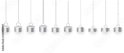 Tableau sur toile Silver pendant lights, modern lighting fixtures, metal lamps, hanging bulbs