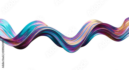 Abstract holographic iridescent wavy ribbon texture with holographic iridescent abstract gradient on Isolated transparent background png. generated with AI