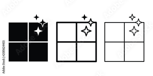 Floor tiles with shine icon silhouette vector, bold outline and line art design