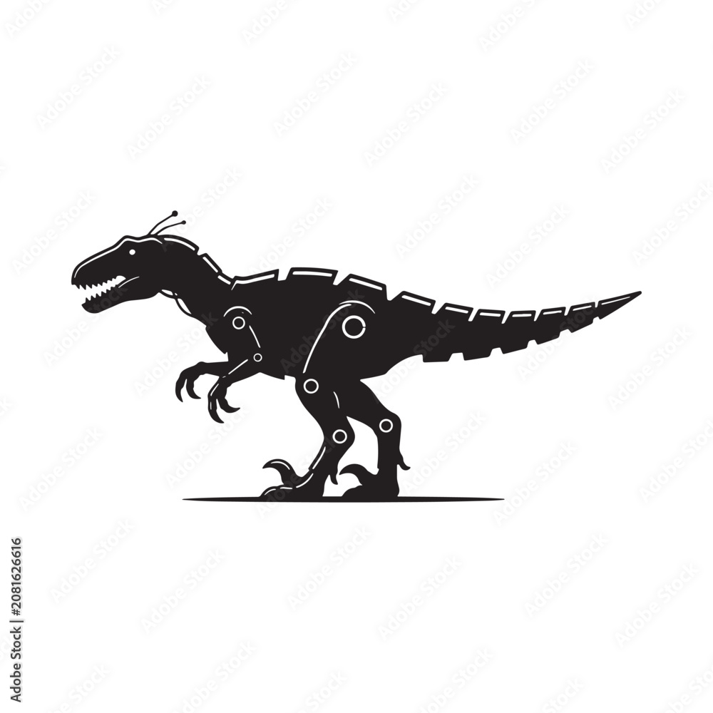 Fototapeta premium Dinosaur Silhouette On White Background A Modern Graphic Representation
