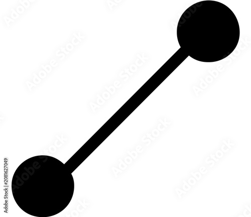 Minimal connected node vector icon illustration with a bold black line and circular endpoint, evoking linked ideas, data pathways, network structure, communication, and innovation flow