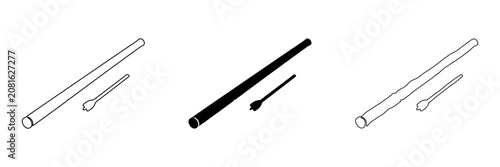 Photos Set of three drill bits and a wooden dowel in outline, solid, and hand-drawn sty