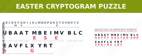 Easter cryptogram puzzle featuring a hidden message for joyful celebrations, representing the concept of cryptograms and encrypted phrases for popular holidays.  