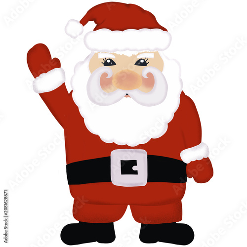 Cute waving Santa Claus full body illustration Christmas sublimation design