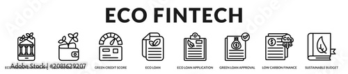 Photos Eco fintech collection featuring sustainable digital banking, green lending, sma