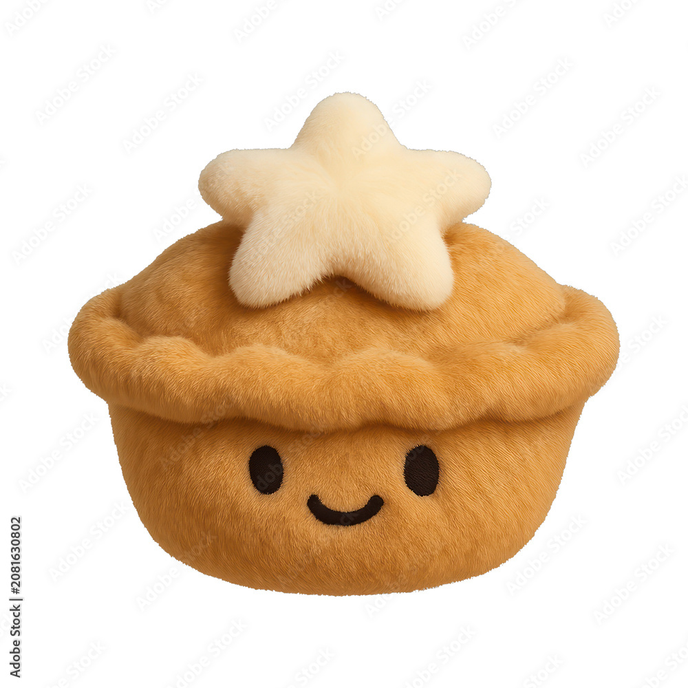 Fototapeta premium PNG Cute plush pie with smile