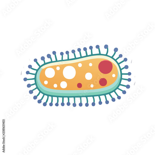 Flat illustration of a bacteria cell with spikes
